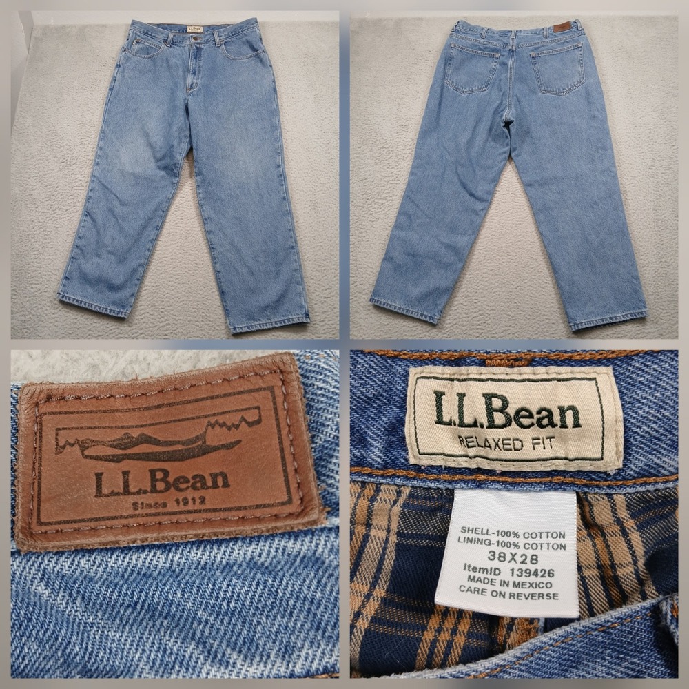 L.L. Bean Relaxed Fit‎ Jeans Men's 38x28 Blue Denim Made in Mexico